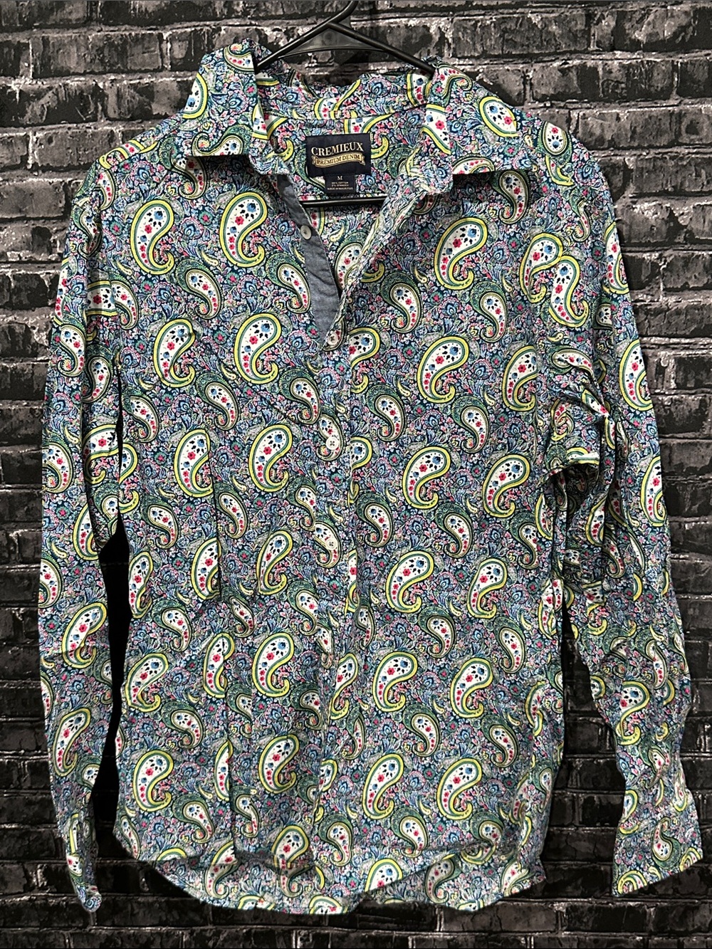 Daniel Cremieux Men's Paisley Button-Down Shirt in Blue, Green, Yellow and White